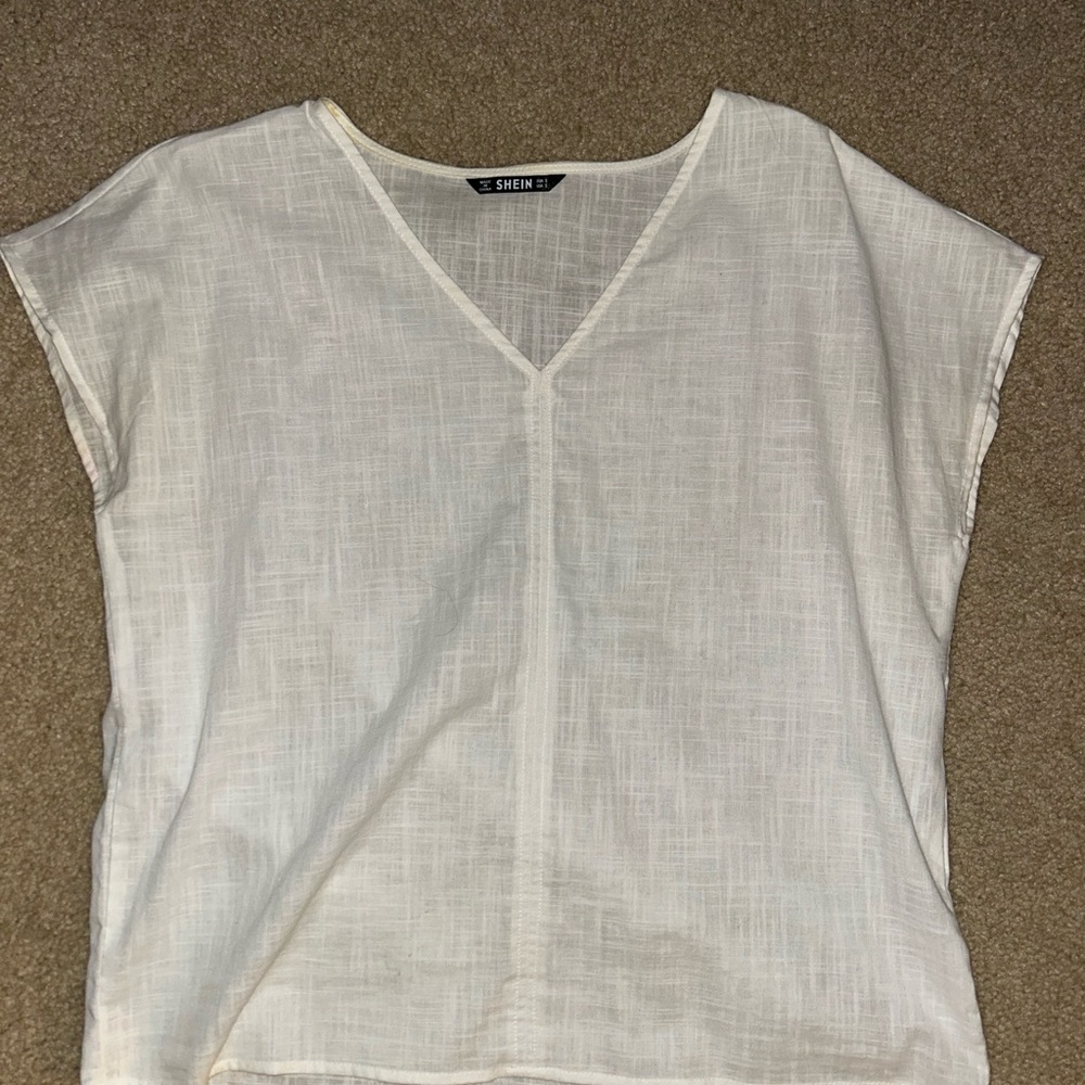 SHEIN White V-Neck Women's Top